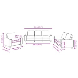 3-tlg. Sofagarnitur Schwarz Stoff