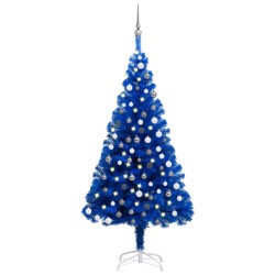 Künstlicher Weihnachtsbaum Beleuchtung & Kugeln Blau 180 cm