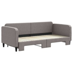 Tagesbett Ausziehbar Taupe 90x200 cm Stoff