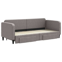 Tagesbett Ausziehbar mit Schubladen Taupe 80x200 cm Stoff