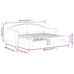 Tagesbett Ausziehbar Schwarz 90x200 cm Stoff