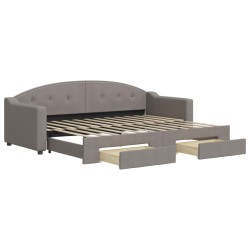 Tagesbett Ausziehbar mit Schubladen Taupe 80x200 cm Stoff