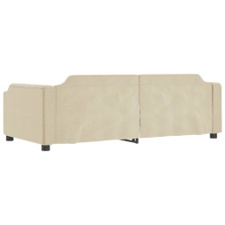 Tagesbett Ausziehbar mit Schubladen Creme 80x200 cm Stoff