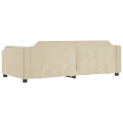 Tagesbett Ausziehbar mit Schubladen Creme 90x200 cm Stoff