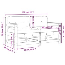 Gartenstühle mit Kissen 2 Stk. Weiß Massivholz Kiefer