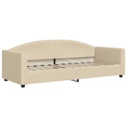 Tagesbett Ausziehbar mit Schubladen Creme 80x200 cm Stoff