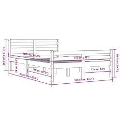 Massivholzbett Weiß 150x200 cm