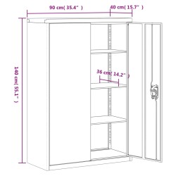 Aktenschrank Anthrazit und Weiß 90x40x140 cm Stahl