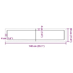 Waschtischplatte 140x30x(2-4) cm Massivholz Unbehandelt