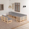 8-tlg. Garten-Lounge-Set mit Kissen Massivholz Kiefer