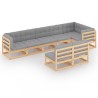 8-tlg. Garten-Lounge-Set mit Kissen Massivholz Kiefer