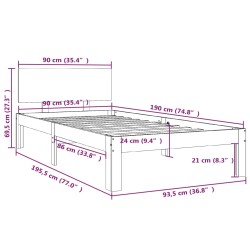 Massivholzbett 90x190 cm