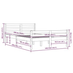 Massivholzbett 135x190 cm