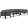 8-tlg. Garten-Lounge-Set mit Auflagen Poly Rattan Anthrazit