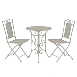 3-tlg. Bistro-Set Stahl Grau