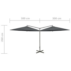 Doppel-Sonnenschirm mit Stahl-Mast 600 cm Anthrazit