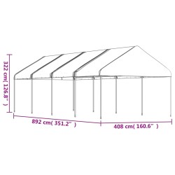 Pavillon mit Dach Weiß 8,92x4,08x3,22 m Polyethylen