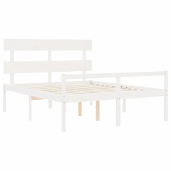 Seniorenbett mit Kopfteil 160x200 cm Weiß Massivholz