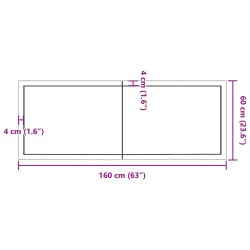 Waschtischplatte Dunkelbraun 160x60x(2-4)cm Massivholz