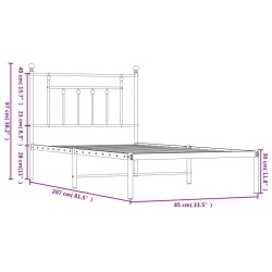 Bettgestell mit Kopfteil Metall Schwarz 80x200 cm