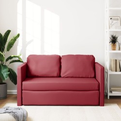 Bodensofa mit Schlaffunktion Weinrot 112x174x55 cm Kunstleder