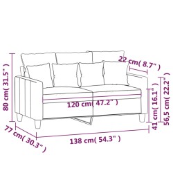 2-Sitzer-Sofa Weinrot 120 cm Stoff