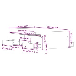 Bettgestell mit Kopf- und Fußteil Betongrau 100x200 cm