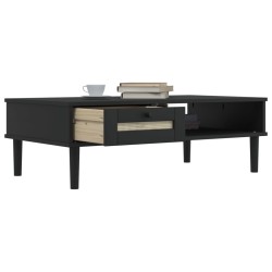 Couchtisch SENJA Rattan-Optik Schwarz 100x55x33 cm Kiefernholz