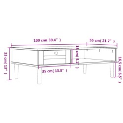 Couchtisch SENJA Rattan-Optik Schwarz 100x55x33 cm Kiefernholz