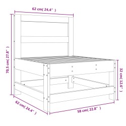 Garten-Mittelsofa Schwarz Massivholz Kiefer