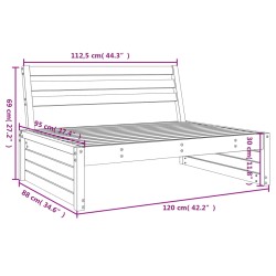 Garten-Mittelsofa 120x80 cm Massivholz Kiefer