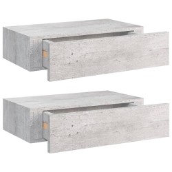 Wandregale mit Schubladen 2 Stk. Betongrau 40x23,5x10 cm MDF