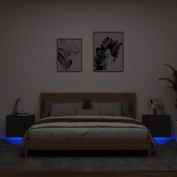 Wand-Nachttische mit LED-Leuchten 2 Stk. Schwarz