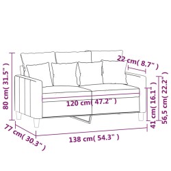 2-Sitzer-Sofa Creme 120 cm Samt