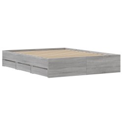 Bettgestell mit Schubladen Grau Sonoma 150x200 cm Holzwerkstoff