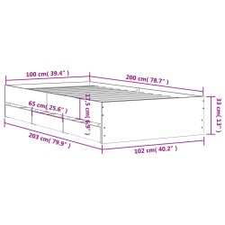 Bettgestell mit Schubladen Grau Sonoma 100x200 cm Holzwerkstoff