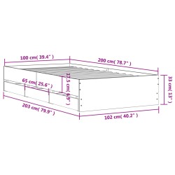 Bettgestell mit Schubladen Betongrau 100x200 cm Holzwerkstoff