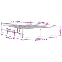 Bettgestell mit Schubladen Sonoma-Eiche 140x190cm Holzwerkstoff