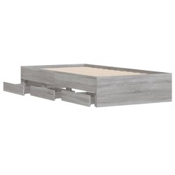 Bettgestell mit Schubladen Grau Sonoma 75x190 cm Holzwerkstoff