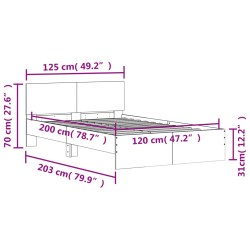 Bettgestell mit Kopfteil Betongrau 120x200 cm