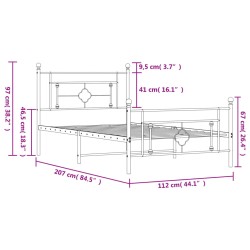 Bettgestell mit Kopf- und Fußteil Metall Schwarz 107x203 cm