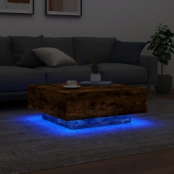 Couchtisch mit LED-Leuchten Räuchereiche 80x80x31 cm