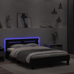 Bett mit LED-Beleuchtung und Matratze Schwarz 120x200 cm