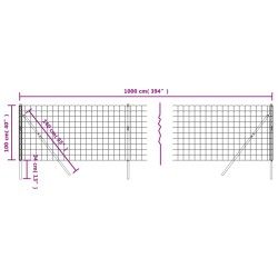 Maschendrahtzaun Anthrazit 1x10 m Verzinkter Stahl