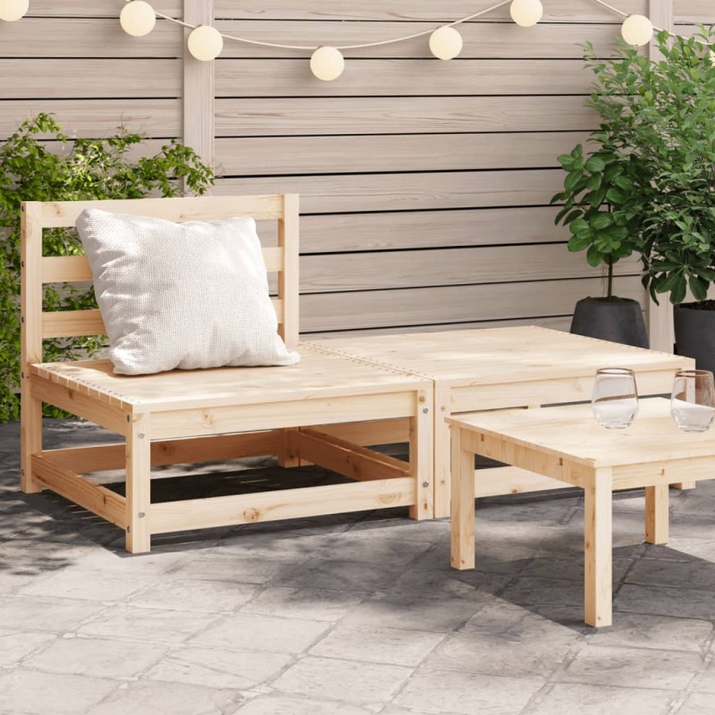 Gartensofa ohne Armlehnen mit Fußhocker Massivholz Kiefer