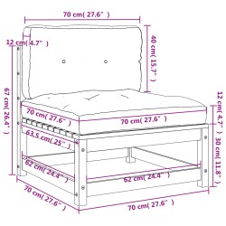 Gartensofas ohne Armlehnen mit Kissen 2 Stk. Massivholz Kiefer