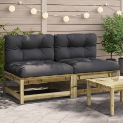 Gartensofas ohne Armlehnen mit Kissen 2 Stk. Kiefernholz