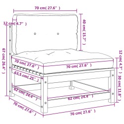 Gartensofas ohne Armlehnen mit Kissen 2 Stk. Kiefernholz