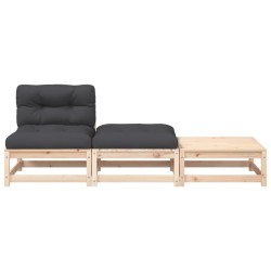 Gartensofa ohne Armlehnen mit Kissen und Hockern