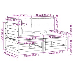 Gartensofa mit Kissen 2-Sitzer Massivholz Kiefer